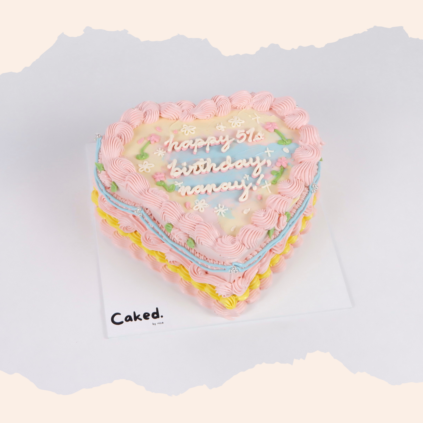 Spring Pastels Vintage Heart Cake